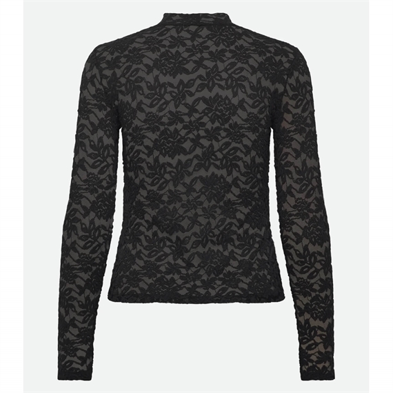 Rosemunde RWDelicia Lace LS Turtleneck T-shirt, Sort